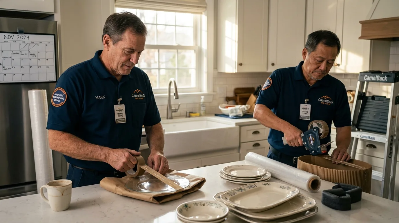 Professional crew packing kitchen dishware in Moroni, UT